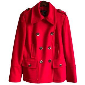 Etcetera Peat Coat Red‎ Wool Cashmere Double Breasted Lined Pocket Women's
